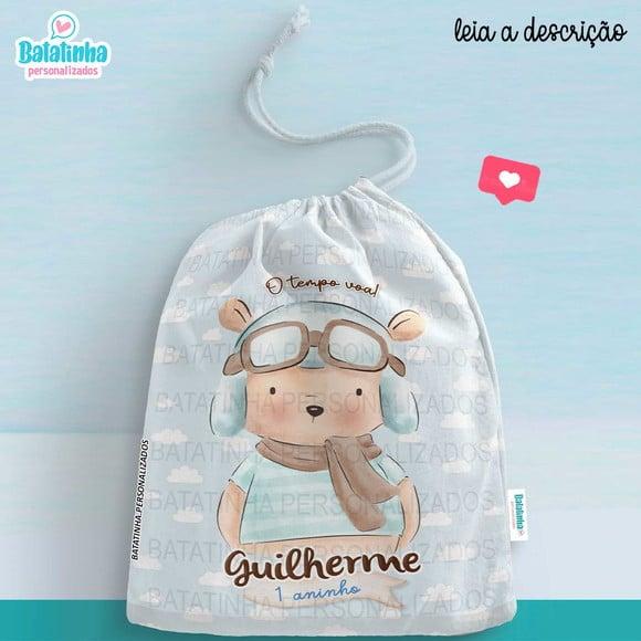 Saquinho Personalizado Ursinho Aviador