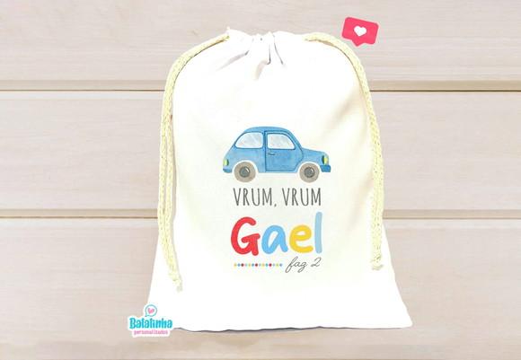Saquinho Personalizado Carrinho / Transporte 15x20cm