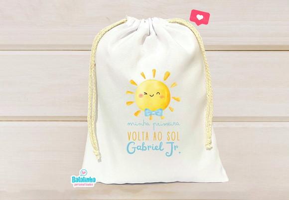 Saquinho Personalizado Primeira Volta ao Sol 15x20cm