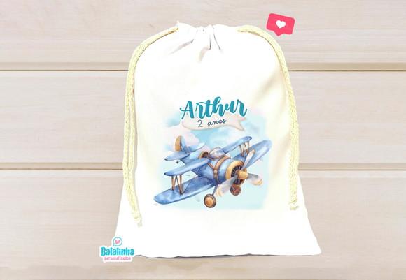 Saquinho Personalizado Avião 15x20cm
