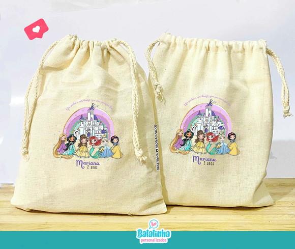 Saquinho Algodão Personalizado Princesas