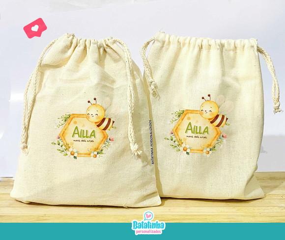 Saquinho de Algodão Personalizado Abelha