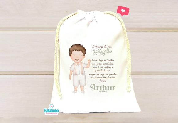 Saquinho Personalizado Batizado 15x20cm