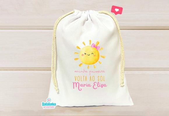 Saquinho Personalizado Primeira Volta ao Sol 15x20cm