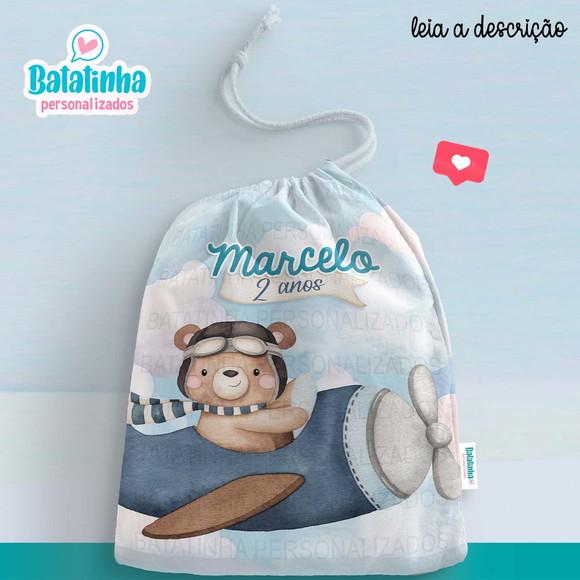 Saquinho Personalizado Ursinho Aviador
