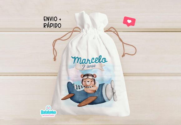 Saquinho Personalizado Ursinho Aviador