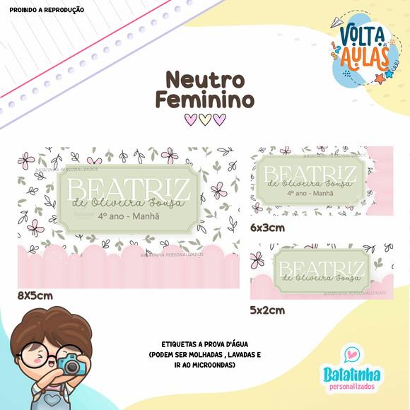 Kit Etiquetas Escolares à Prova D'agua - Neutro