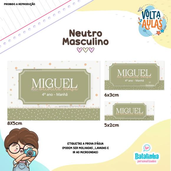 Kit Etiquetas Escolares à Prova D'agua - Neutro