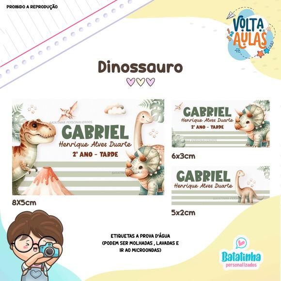 Kit Etiquetas Escolares à Prova D'agua - Dinossauro