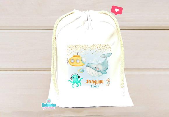 Saquinho Personalizado Fundo do Mar 15x20cm