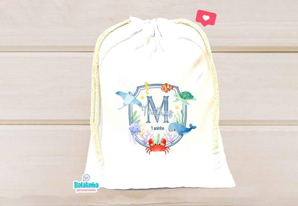 Saquinho Personalizado Fundo do Mar 15x20cm