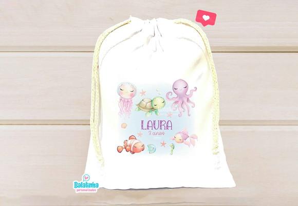Saquinho Personalizado Fundo do Mar 15x20cm