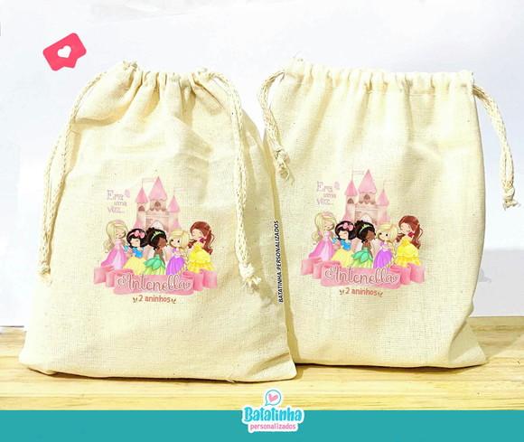 Saquinho Algodão Personalizado Princesas