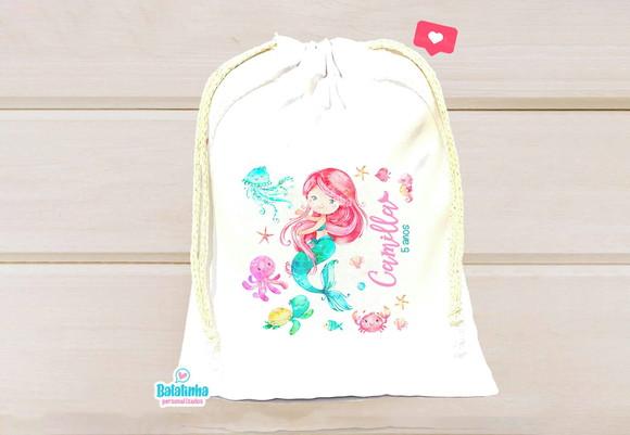 Saquinho Personalizado Sereia 15x20cm