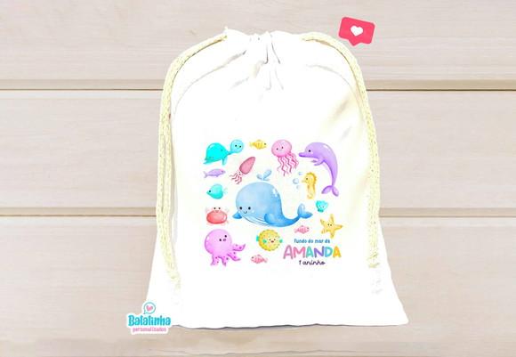 Saquinho Personalizado Fundo do Mar 15x20cm
