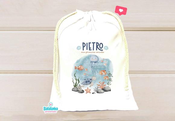 Saquinho Personalizado Fundo do Mar 15x20cm