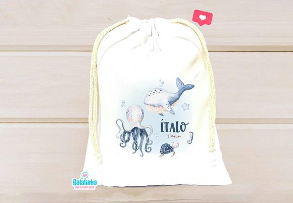 Saquinho Personalizado Fundo do Mar 15x20cm