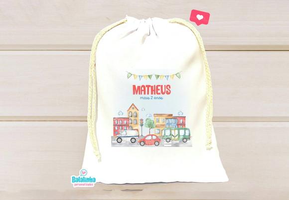 Saquinho Personalizado Transporte 15x20cm