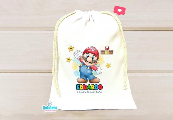 Saquinho Mario Bros Personalizado 15x20cm