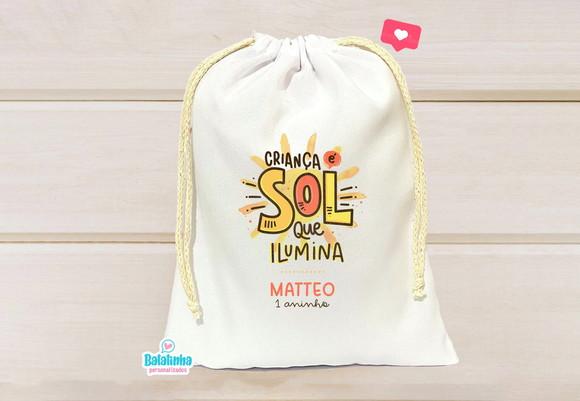 Saquinho Personalizado Primeira Volta ao Sol 15x20cm