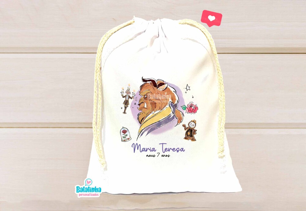 Saquinho surpresa Bela e a Fera personalizado para lembrancinha 1