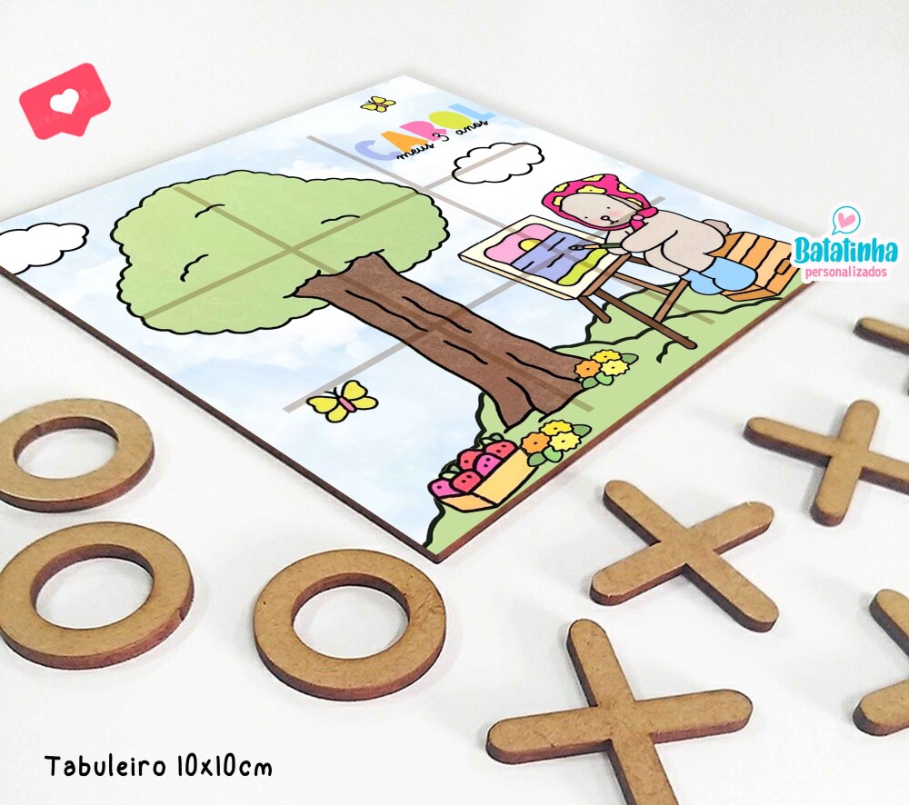 Kit 10 Jogo da Velha Bobbie Goods Personalizado em MDF lembrancin