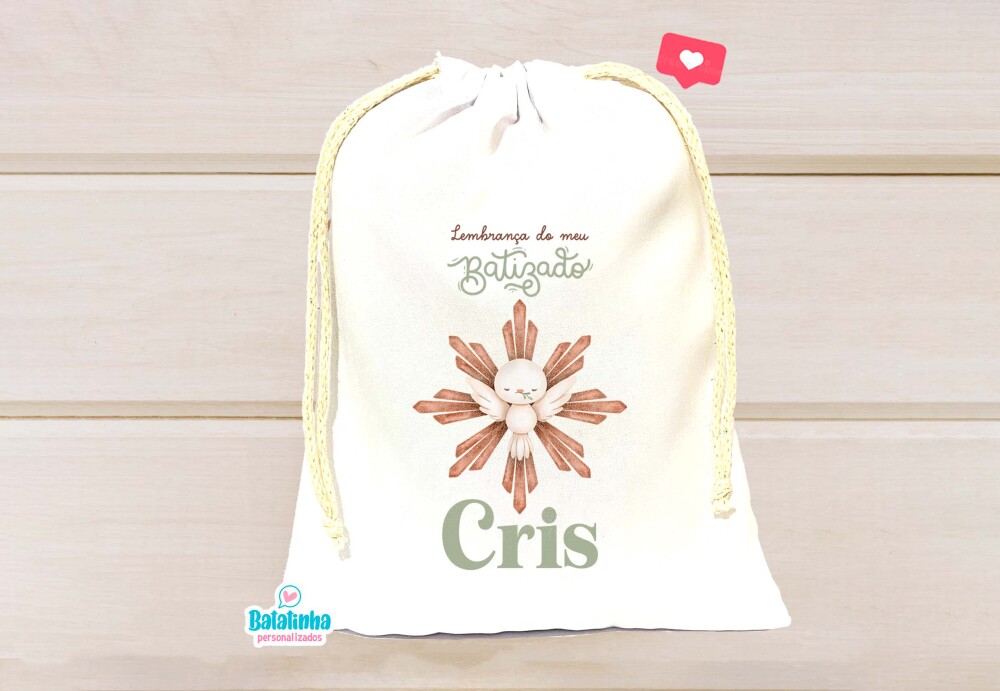 Saquinho Personalizado para Batizado Lembrancinha de Batismo com