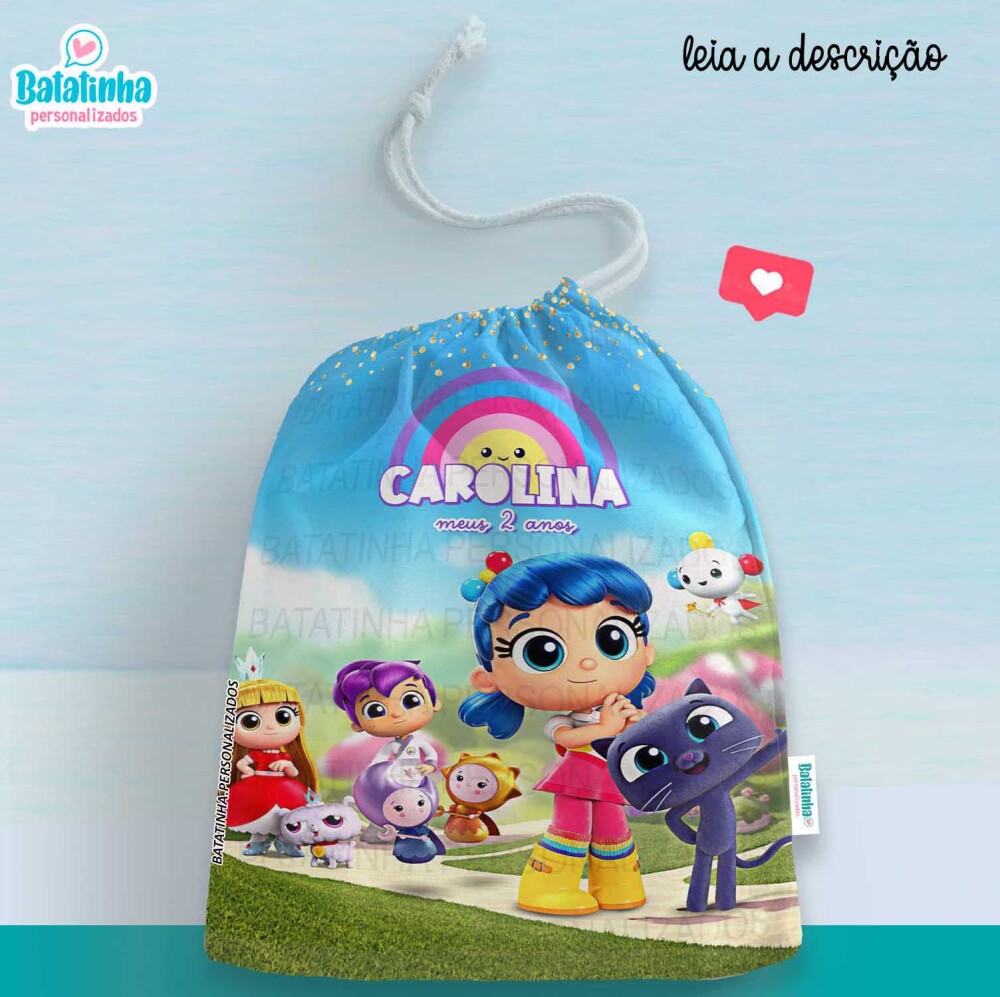 Saquinho Vera e o Arco íris Personalizado com Nome Lembrancinha 