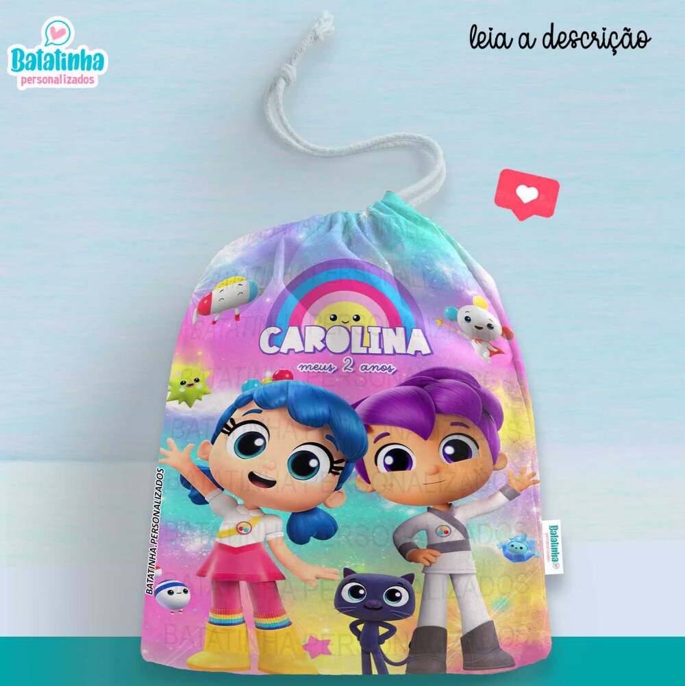 Saquinho Vera e o Arco íris Personalizado com Nome Lembrancinha 