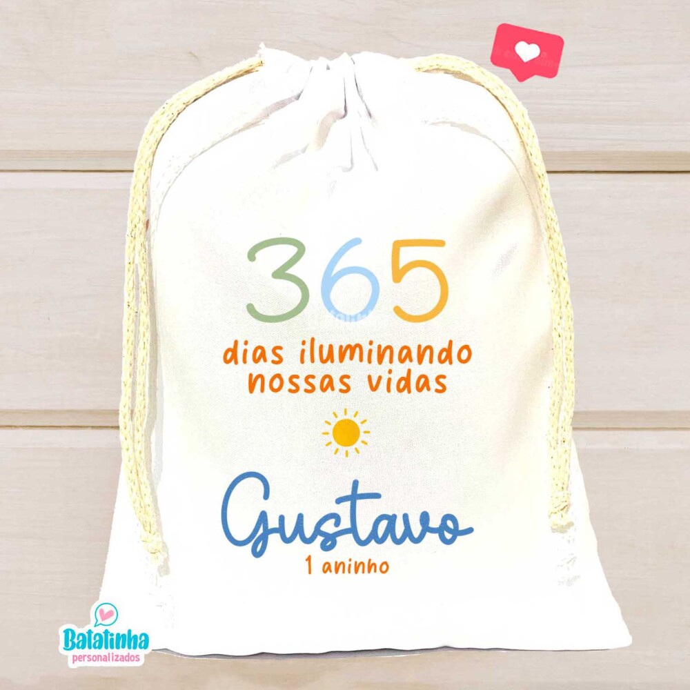 Saquinho 365 Sorrisos Personalizado com Nome Lembrancinha Festa I