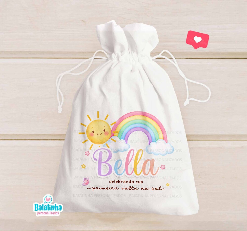 Saquinho Personalizado Primeira Volta ao Sol para Lembrancinha