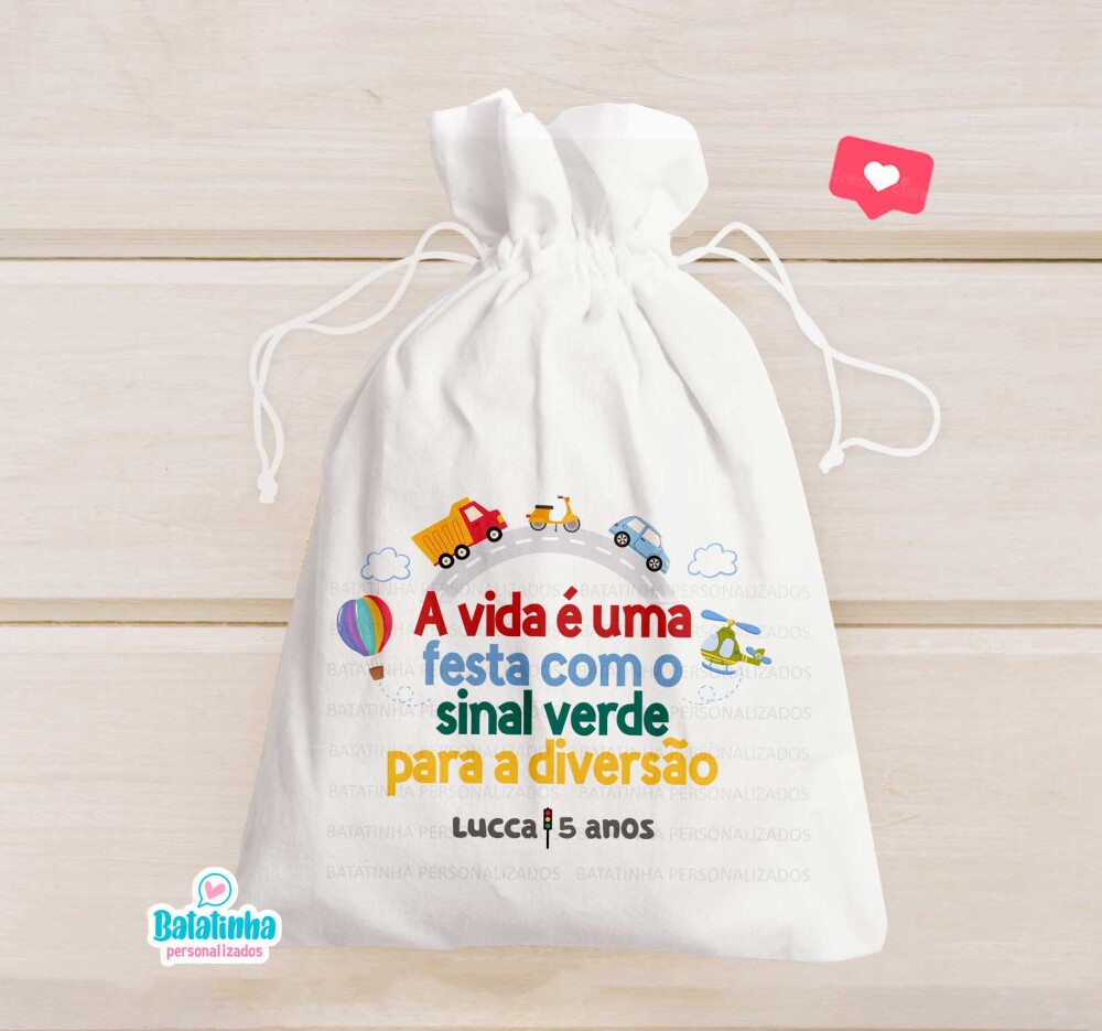 Saquinho Personalizado Meios de Transporte para Lembrancinha de F