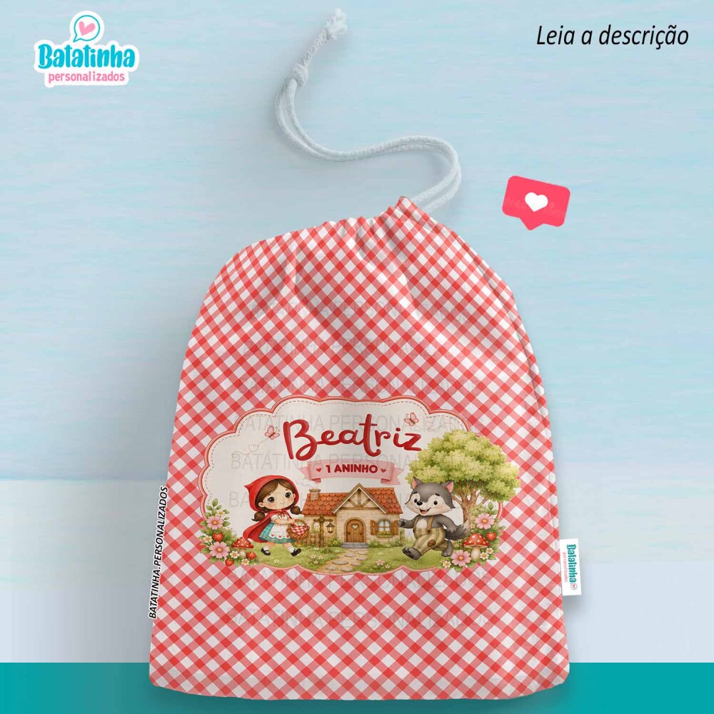 Saquinho Personalizado Chapeuzinho Vermelho com Nome Lembrancinha