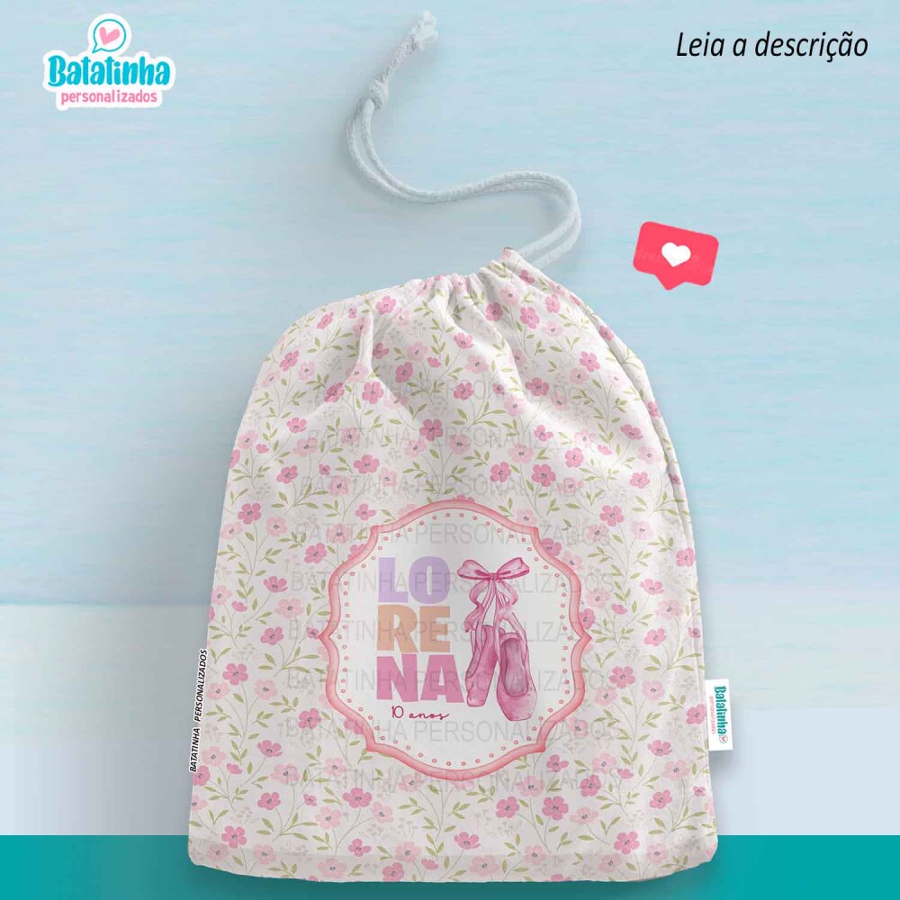 Saquinho Personalizado Bailarina com Nome Lembrancinha Festa Infa
