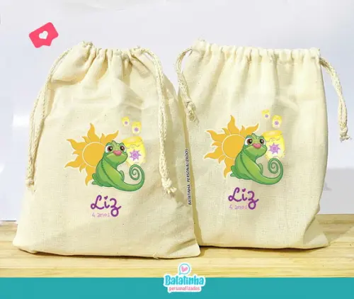 Saquinho Algodão Personalizado Enrolados Rapunzel