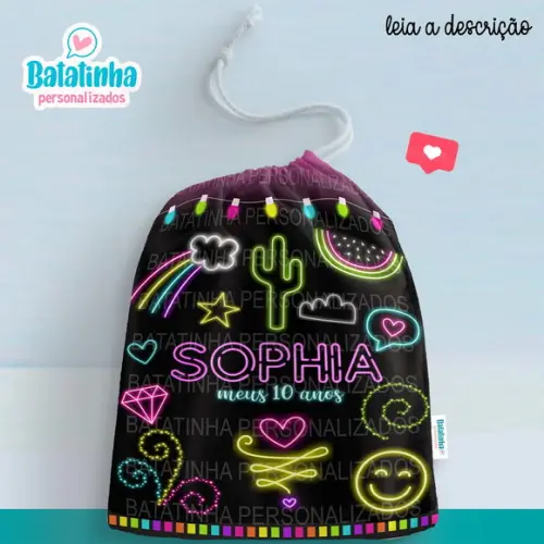Sacolinha / Saquinho Lembrancinha Neon