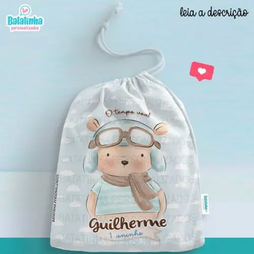Saquinho Personalizado Ursinho Aviador