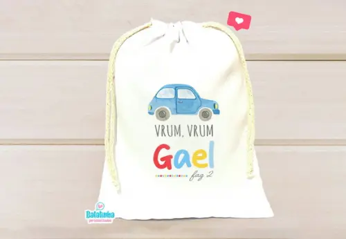 Saquinho Personalizado Carrinho / Transporte 15x20cm