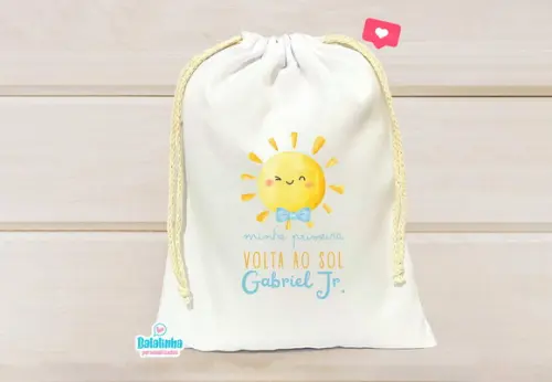 Saquinho Personalizado Primeira Volta ao Sol 15x20cm