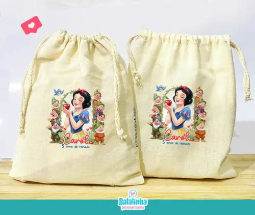 Saquinho de Algodão Personalizado Branca de Neve
