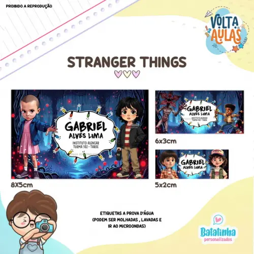 Etiqueta Escolar à Prova D'agua Stranger Things