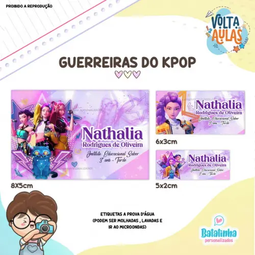 Etiqueta Escolar à Prova D'agua - Guerreiras do Kpop