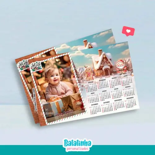 Imã de Geladeira Natal - Calendário 2026 15x20cm