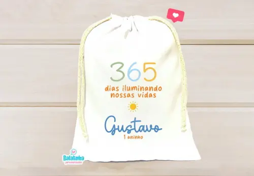 Saquinho Personalizado Primeira Volta ao Sol 15x20cm