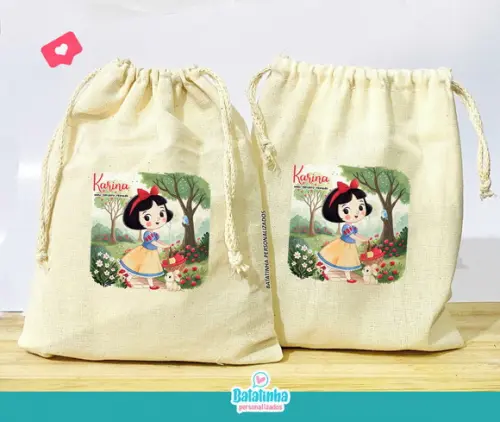 Saquinho de Algodão Personalizado Branca de Neve