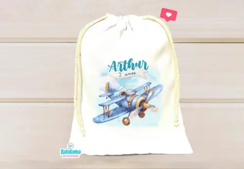 Saquinho Personalizado Avião 15x20cm