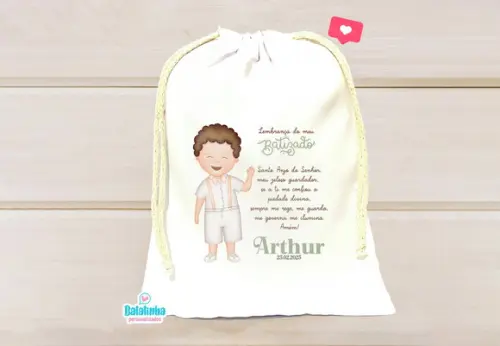 Saquinho Personalizado Batizado 15x20cm