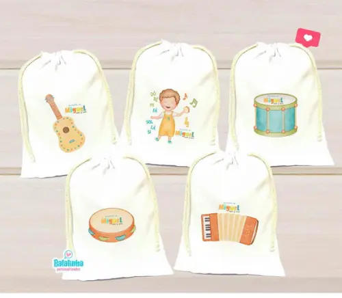 Saquinho Personalizado Instrumentos Musicais 15x20cm