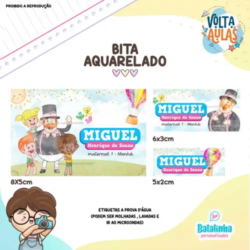 Etiqueta Escolar à Prova D'agua - Mundo Bita