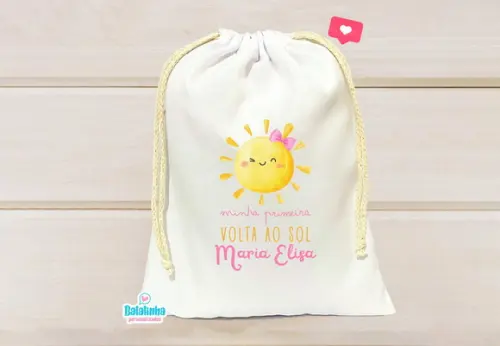 Saquinho Personalizado Primeira Volta ao Sol 15x20cm